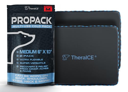 Image of TheraICE PROpack Ice Pack for Injuries, Reusable Soft Multipurpose Cold Gel Ice Pack for Muscular Back Pain, Shoulder, Hip, Knee - Flexible Cold Compress Wrap for Minor Aches & Pains - 6 x 10-2 Pack