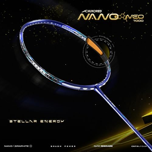 Image of Hundred Nano Neo 7000 (4U) Unstrung Badminton Racket with Full Cover | 83 Grams | Maximum Tension ≤32 lbs (Navy /Black)