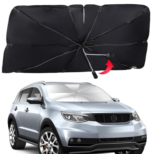 Umbrella Sunshade for Car Front Windshield with Bendable Handle, Car Umbrella Sun Shade Block UV & Heat, Car Windshield Umbrella Fit Sedan SUV Pickup Most Vehicles