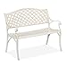 Relaxdays Gartenbank, 2-Sitzer, Terrasse, Balkon, Aluminiumguss, H x B x T: 83 x 103 x 64 cm, antike Sitzbank, weiß/gold