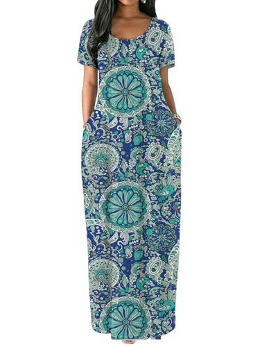 Image of Nimsruc Women Summer Long Dress Casual Sexy Short Sleeve Loose Maxi Dresses for Women 2025