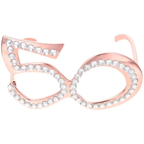 Alipis Gafas para Fiesta de Cumpleaños 50 Años Accesorio para Fotos Números Brillantes Montura Ligera de PC Color Rosa Dorado Gafas Novedosas para Adultos y Suministros para