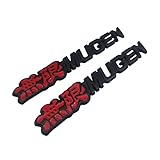 Pair Set Mugen Emblem 3D Premium Metal Badge Sticker Decal Car Styling Logo Rear Trunk Fender Sports Turbo Racing SUV Coupe Power (Red Black)