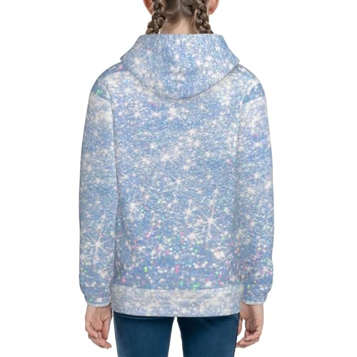 White Bule Glitter Kids Pullover Hoodies Boys Sweatshirts Girls Athletic Clothes with Pocket4