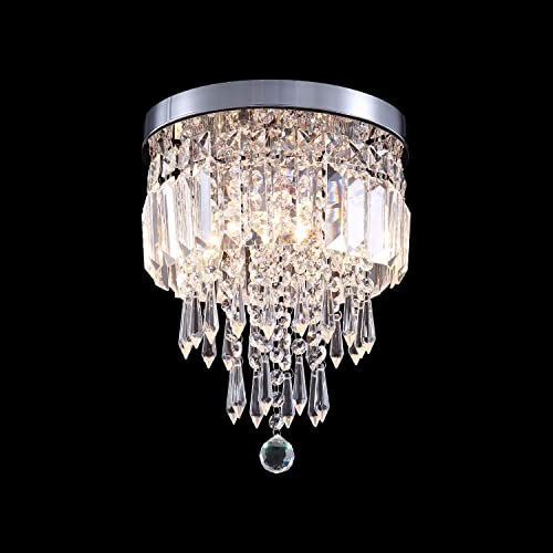 GL K9 Crystal Chandelier for Living Room Modern Ceiling Light Led Jhummer for Hall Hotel Resort Shop Temples, Office, Resort B18 (Warmwhite)(Size: W 23cm,H 25cm)(Small)