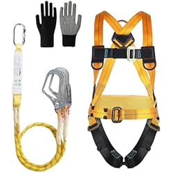 Marcas De Arnés Para Trabajo En Alturas Kit de Arnés de Seguridad, Arnés de Protección Anticaídas de Seguridad, con 2 Hebillas Grandes y 2 Cordones de 2 m, Cinturón Ajustable, Carga de 150 kg, para Trabajos Aéreos, Escalada, Hombres