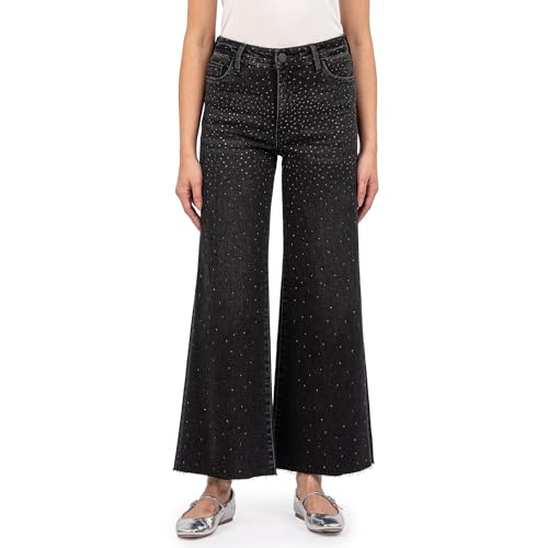 KUT from the Kloth Women's Meg High-Rise Fab Ab Wide Leg Raw Hem in Illuminated