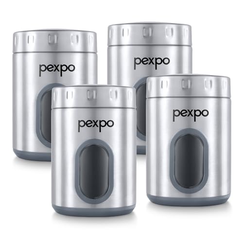 Image of Go24 pexpo Freshmate Stainless Steel Container 1000ml (Set of 4) | Transparent Kitchen Storage Container | Airtight | Multipurpose | Jar for Dry Fruits, Dal, Snacks, Tea, Coffee, Sugar - Matte Finish