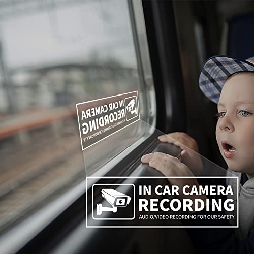 In Car Camera Audio Video Recording Window Vinyl Stickers 2×6 Inch Front Self-Adhesive Security Warning Sign Removable For Car Vehicle 8 Pack #TOP3