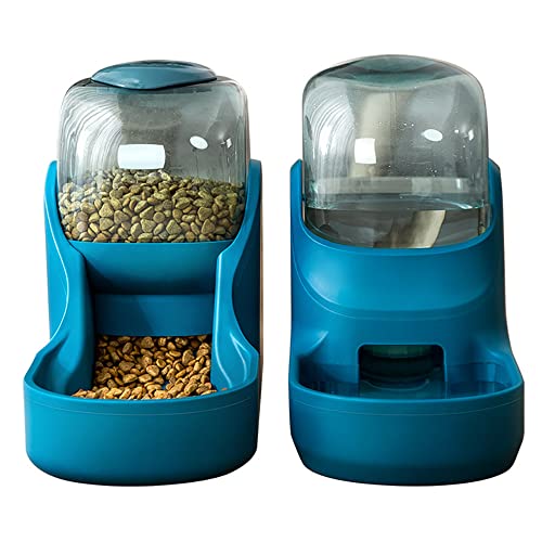 HKUKUUU Dispensador Automático de Comida y Agua para Gatos y Perros 3.8L, 2 Piezas (Bebedero+Comedero) Dispensadores de Pienso para Mascotas