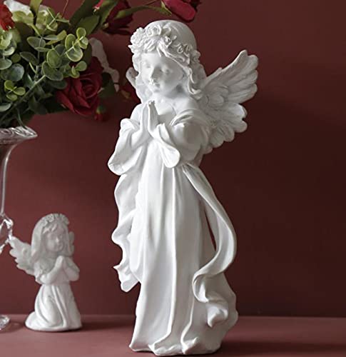 [bellarino] 天使 置物 高さ30cm 大型 オブジェ お祈り エンジェル インテリア 平和 祈る天使像 ガーデニング 工芸品 ギフト プレゼント 樹脂製 ホワイト 大型 (A) 5枚目