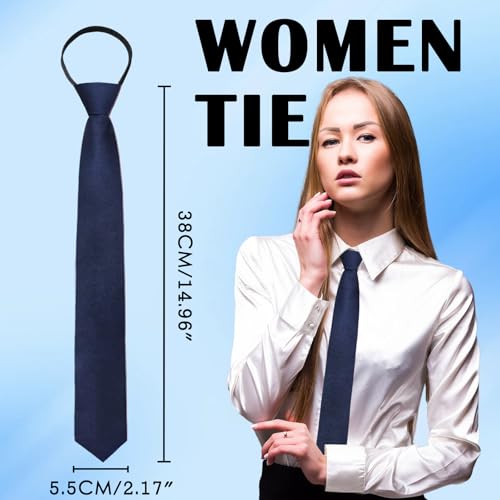 Image of Luckyvestir Womens Tie, Pre Tied Black /Red Ties for Women Adjustable Zipper Womens Necktie