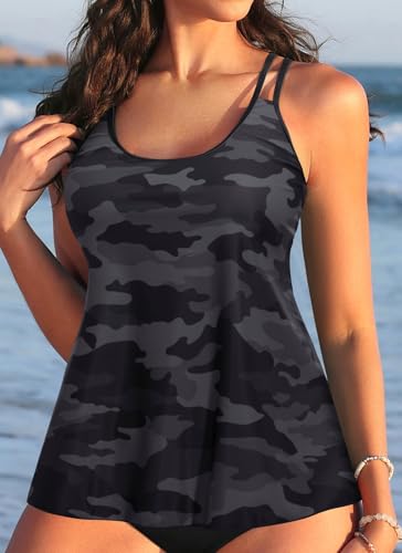 Image of Womens Flowy Tankini Tops Only - Modest Bathing Suit Loose Fit Swimsuit Swim Tops No Bottom 2025 (Available in Plus)