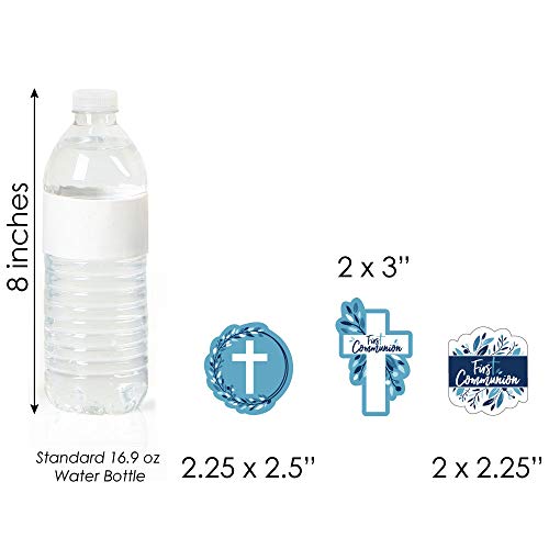 First Communion Blue Elegant Cross - Dessert Cupcake Toppers - Boy Religious Party Clear Treat Picks - Set Of 24 #TOP5