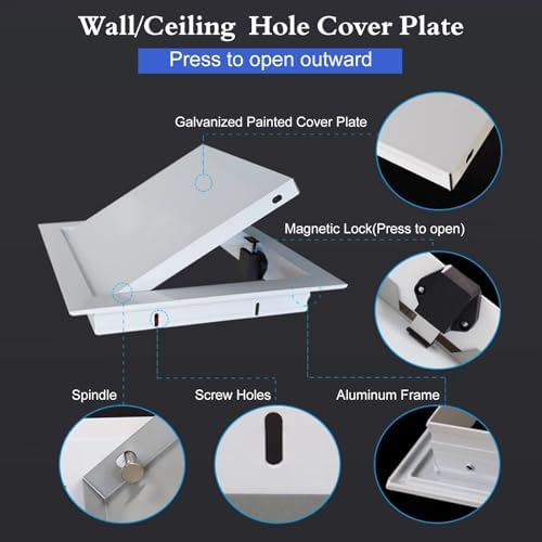 Durable White Flush Mount Access Door - Touch Latch Metal Panel for Easy Access to Electrical, Storage & Ducts (30x42cm/12x16.5in)