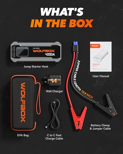 WOLFBOX-4000A-Jump-Starter12V-Car-Battery-Jump-Starter-with-65W-Quick-ChargerLED-Display24000mAh-Portable-Jump-Starter-Battery-Pack10L-Gas-10L-Diesel-Engine-with-BoosterLED-LightJumper-Cables