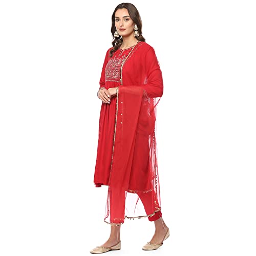 Image of BIBA Women Cotton Gathered Printed Suit Set