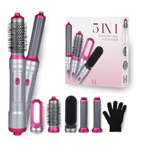Sèche-cheveux 5 en 1 – Hair Dryer Multifonction – brosse soufflante, lisseur cheveux, boucleur cheveux, brosse chauffante, diffuseur sèche cheveux –...