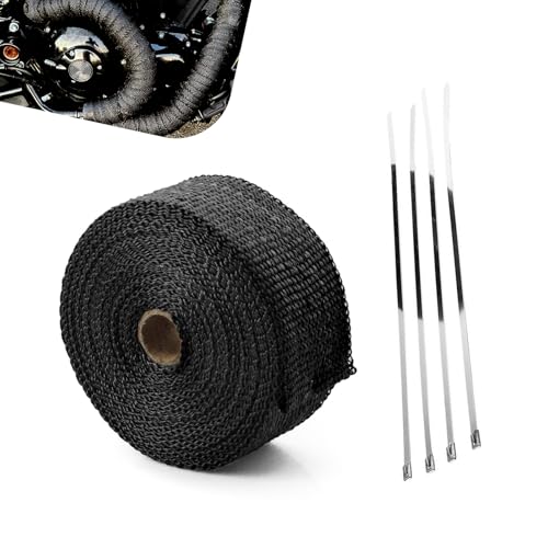 YAWUROU Car Exhaust Heat Wrap, 16.4ft Fiberglass Heat Shield Tape, Flexible High-Temperature...