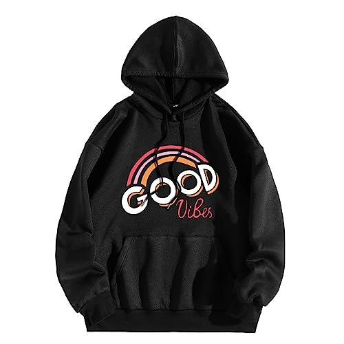 Damen Hoodie mit Kapuze Oversized Kapuzenpullover Langarm Pullover Solide...