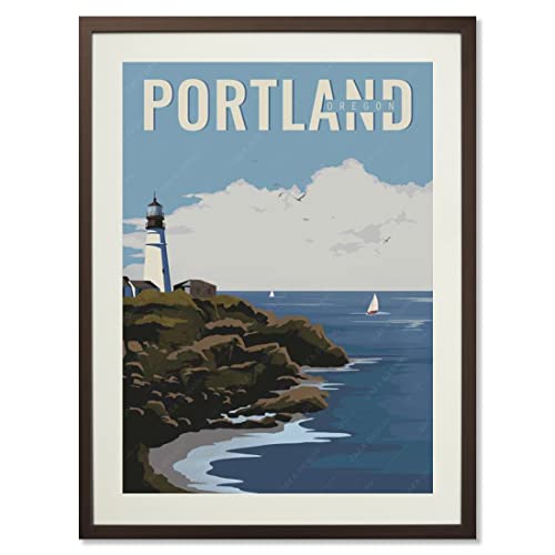 gaeaverse Portland Oregon American City Landscape Decorative Paintings Vintage Travel Poster Retro Wall Sticker Art Print Home Decoration (24X36 inch)