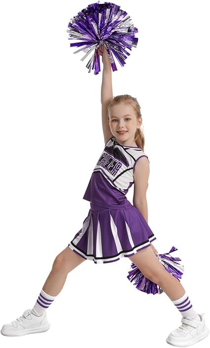 RRCBMD Cheerleader Costume for Girls Cheer Uniforms Outfit Halloween Cosplay Classic Purple 43.3Inch(3-4Y) - Image 4