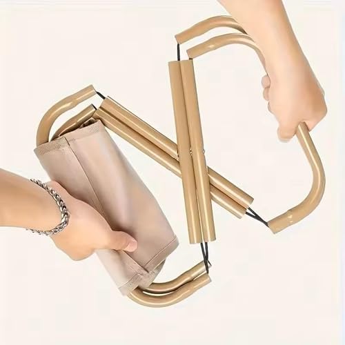 Image of Kids Folding Stool with Carry Bag, Portable Mini Camping Stool for Toddlers, Multi-Purpose Foldable Seat, Small Table & Footrest, Lightweight for Picnic, Travel, Garden, Indoor & Outdoor, Beige