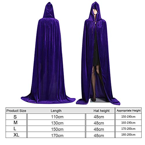 VONKY Costumes Halloween com capuz casaco longo de veludo Cabo Halloween Cosplay Mulheres Homens Wit