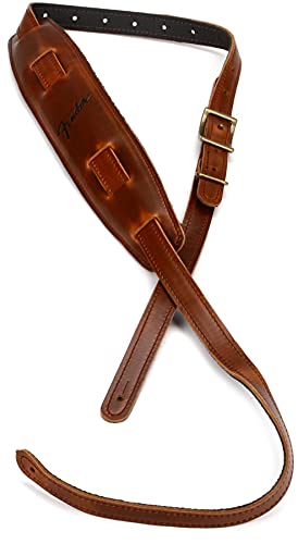 Fender® » MUSTANG® VINTAGE SADDLE STRAP« Sangle en cuir pour guitare – Couleur: Cognac - Les Beatles, Paul McCartney, John Lennon, RIngo Starr, George Harrison Fender® » MUSTANG® VINTAGE SADDLE STRAP« Sangle en cuir pour guitare - Couleur: Cognac