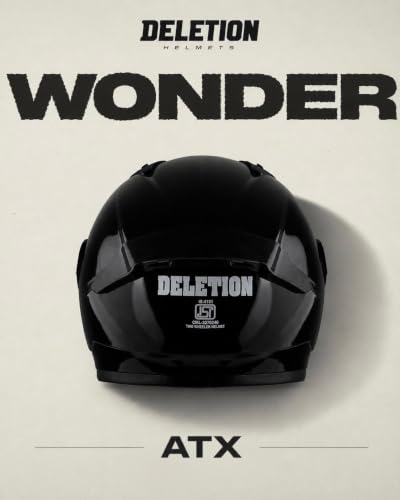 Image of DELETION Full Face Bike Helmet Black | ISI Certified Motorcycle Helmet for Men Impact Resistant ABS Shell | Scratch Resistant Visor | Lightweight Riding for Bike & Scooter