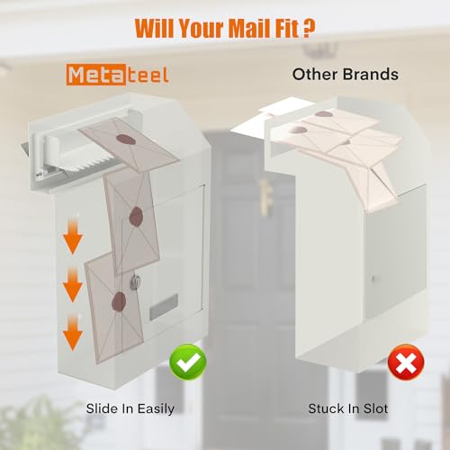 Image of Door Drop Box for Mail, Rent, Deposit, and Night Key - Through The Door Locking Steel Mailbox with Rear Access | 9.75 inch L x 4.25 inch W x 14.75 inch H (White)