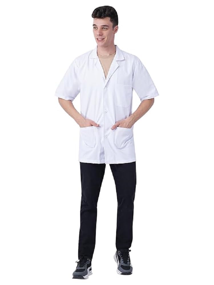 FLYING FISH Unisex Terri Cotton Lab Coat (HALF SLEAVES_White)-picture-12