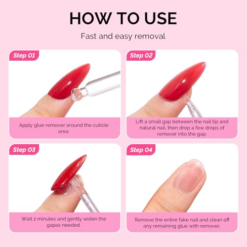 Image of MelodySusie 50ML Semi-Cured Gel Nail Strip Remover, Acetone Free Nail Polish Remover Multi-Functional Remover for Acrylic Tips Gentle Glue Remover with Stick