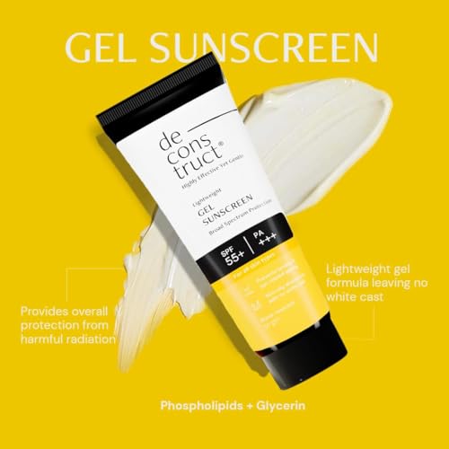 Image of Deconstruct Sun Protect Duo | 10% Vitamin C Face Serum (30 ml) + Gel Sunscreen (50 g) | Get Glowing Skin with Sun Protection | Vitamin C serum For Oily Skin | SPF 50+ | No White Cast, Non Irritating & Lightweight (Pack of 2)