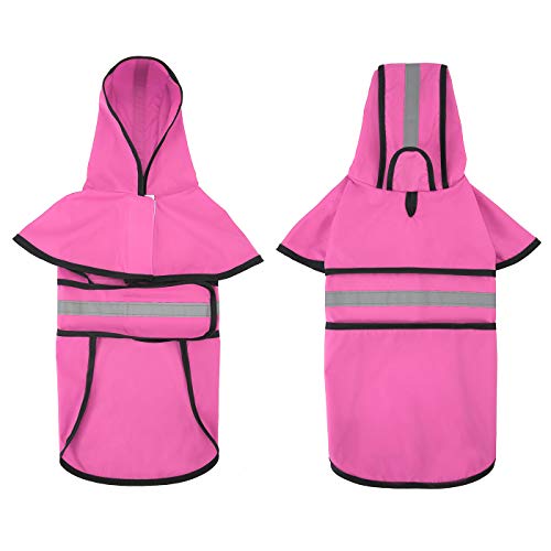 image for HDE Dog Raincoat Jacket Reflective Adjustable Hooded Pet Poncho Rain C