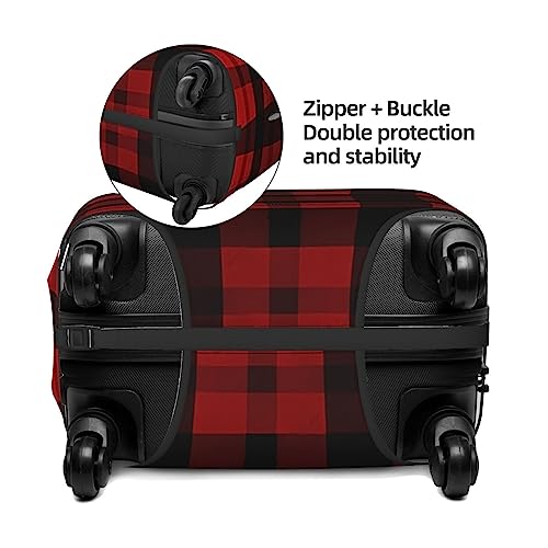 Travel Luggage Cover Protector Plaid Red and Black Suitcase Cover Washable Elastic Suitcase Protector Anti-Scratch Suitcase Cover Fits 18-32 Inch Luggage3