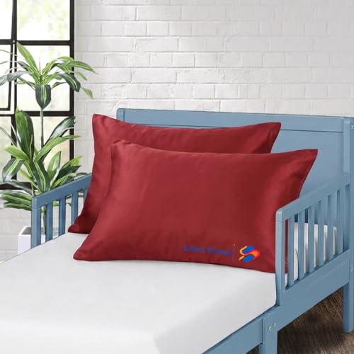 Image of Toddler Travel Baby Pillowcases, Pack of 2 Zipper Closure Pillow Cover 100% Cotton Small Pillowcase, 500 Thread Count Nersury Pillowcase for Kids 12x16 inch, Burgundy