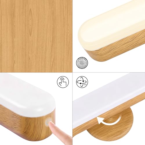 Image of cambk Set of 2 Wireless Vanity Makeup Lights for Mirror, Rechargeable LED Stick On Light Bar for Bathroom Mirror with Dimmable 3 CCT, Long Battery Life Cordless Light for Vanity Desk(Light Brown)