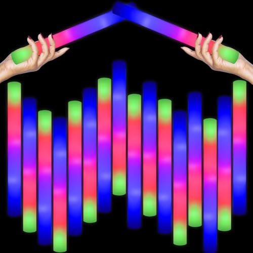 DkevEu 69Pcs LED Foam Glow Sticks Bulk Long Lasting Flashing Light up Foam Sticks Glow in The Dark Party Favors for Wedding Birthday Concert Parties Camping Sporting Events
