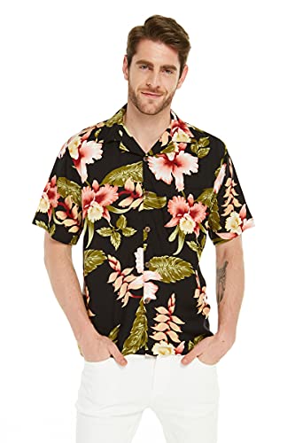 Matchable Couple Hawaiian Luau Shirt or Wide Legged Pants in Rafelsia Black4