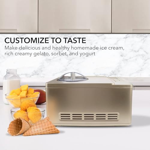 Whynter Eismaschine & Joghurt Automatik 2 Qt. mit eingebautem Kompressor, LCD-Digitalanzeige & Timer, kein Vorfrieren, ICM-220CGY, Champagner Gold – Bild 8