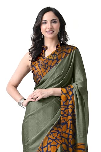 Image of MIRCHI FASHION Women Saree Abstract Print Chiffon | Breathable Lightweight Casual Sari for Regular Use and Office with Unstitched Blouse (Available in 25 Colors)