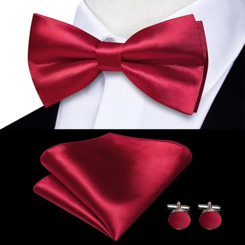 Image of Hi-Tie Men Suspender Bowtie Set Suspenders Pre-tied Bow Tie Pocket Square Cufflinks Adjustable Y Shape 6 Clips Braces Tuxedo