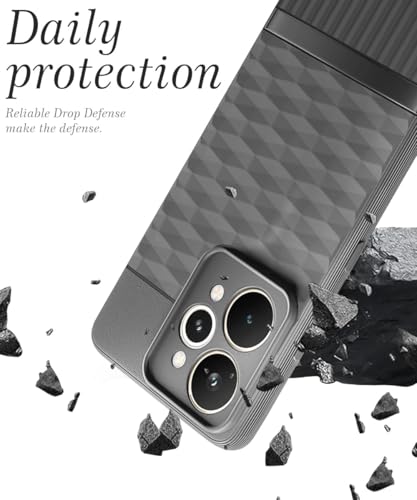 Image of WOW IMAGINE Back Cover for Realme 15 5G with Hexa Cube Design | Ultra Slim Soft Rubberised Case | Inner Velvet Fabric | Matte Silicone Flexible Mobile Case | Camera Protection - Grey