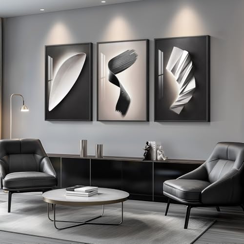 Framed Large Modern Black and White for Living Room Abstract Wall...
