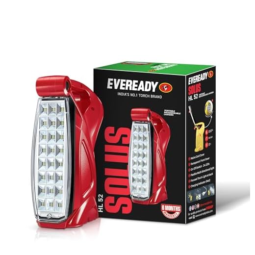 Eveready HL52 Multi-Functional Emergency Rechargeable LED Lantern | Lantern Cum Torch Cum Desk Lamp| 15 Hours Lighting Time | with Charging Indicator | Flexible Multi-Directional Lighting | Red