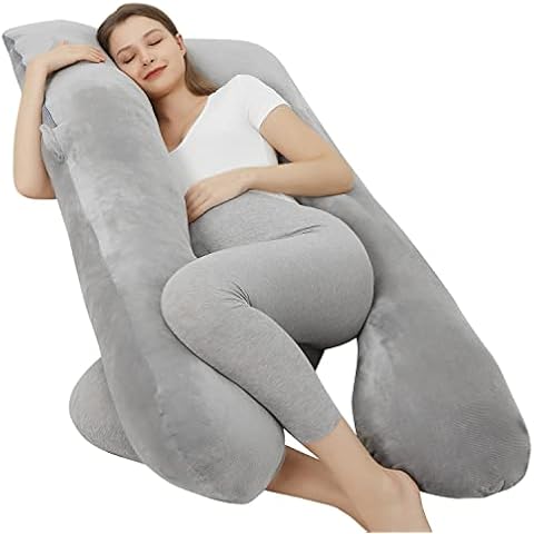 Almohada de embarazo JOHNPEY de cuerpo completo en forma de U con funda extraíble Cover