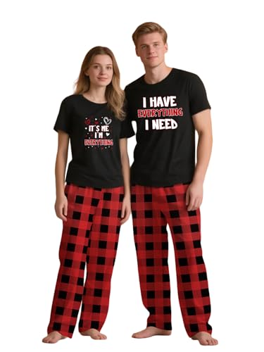 Couples Pajamas, Matching PJS for Couples, His and Hers Jammies, Wife and Husband Sets(Women Single Piece,S)
