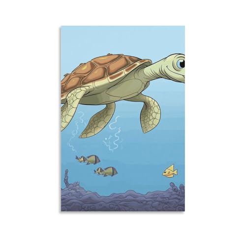 Toile de tortue de mer pour chambre et bureau déco murale nature apaisante