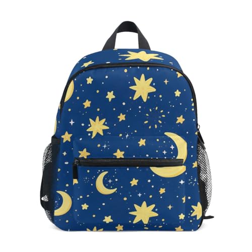 Whimsical Stars Navy Toddler Girls Boys Backpack Kids School Bookbag with Name Tag